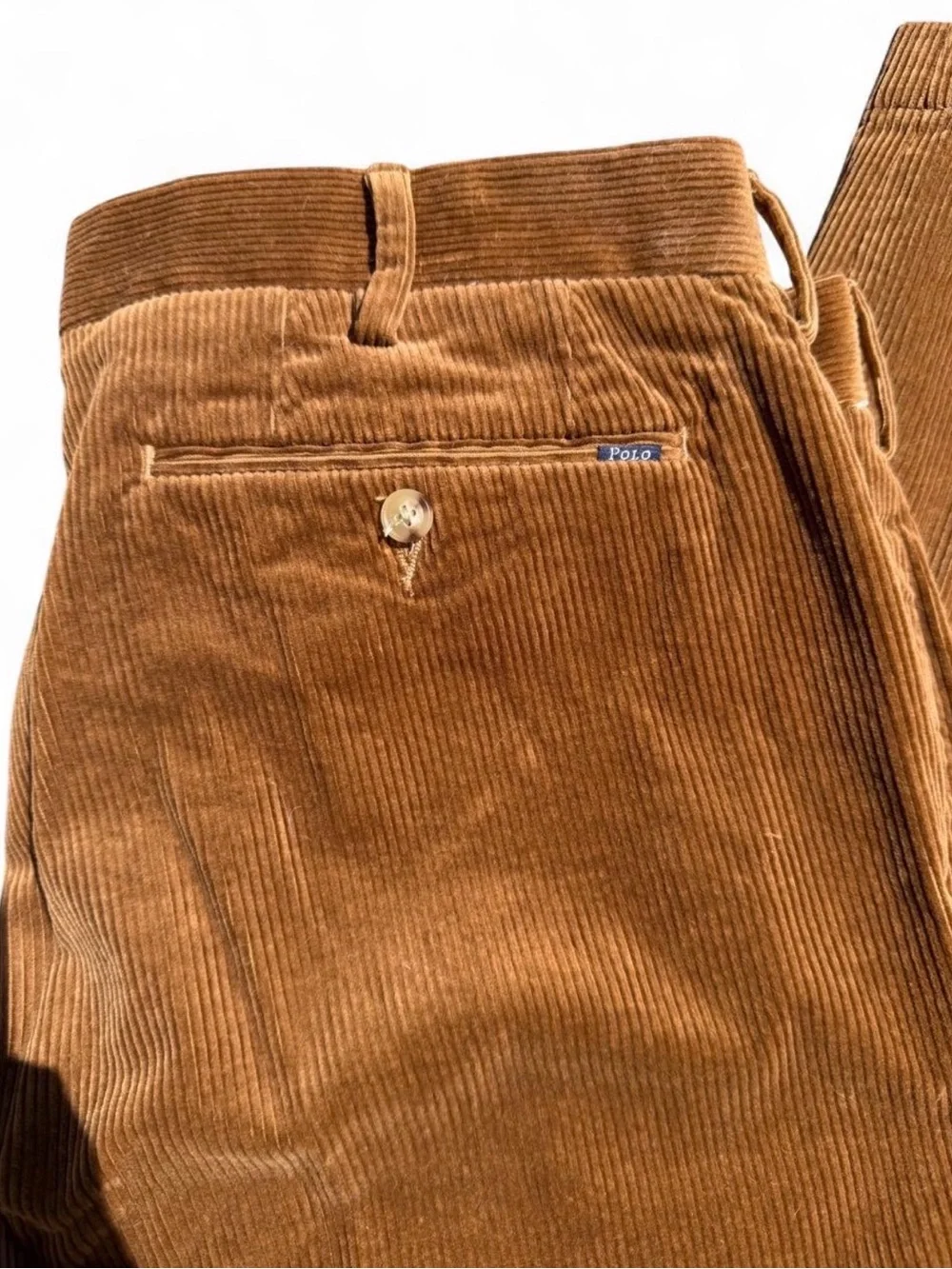 Polo Ralph Lauren Men's Brown Corduroy Pants 35x32 Classic Straight Camel